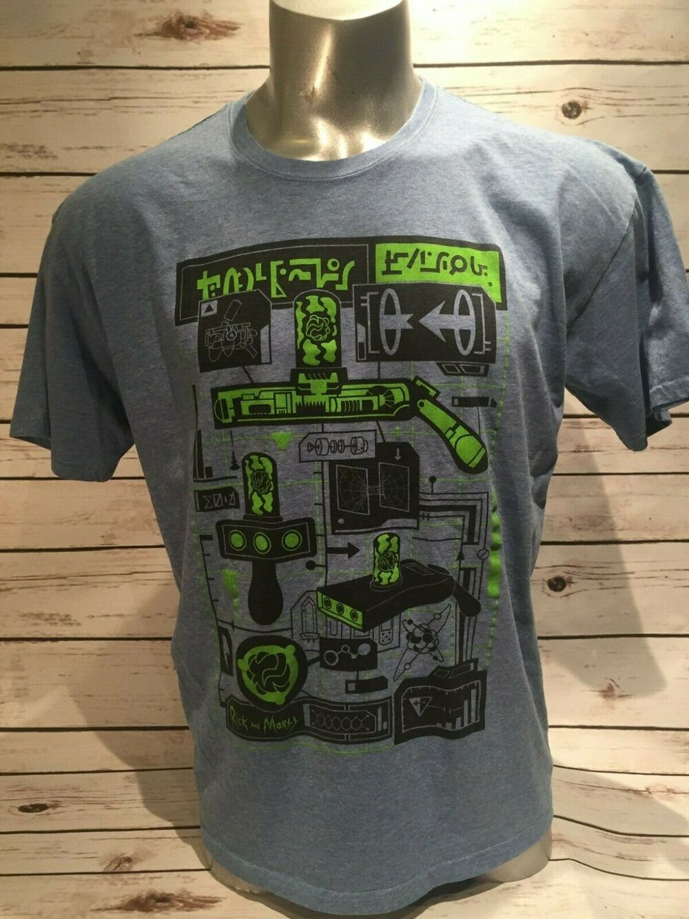 Rick & Morty Cool Geek TShirt Graphic Tee Shirt Schematic Diagram Game Gamer XL